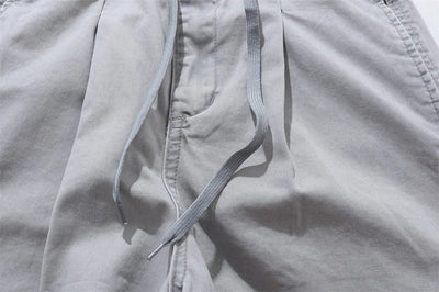 Relaxed Fit Pleated Knee Drawstring Shorts