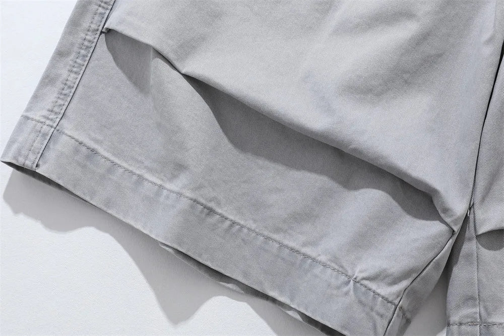 Relaxed Fit Pleated Knee Drawstring Shorts