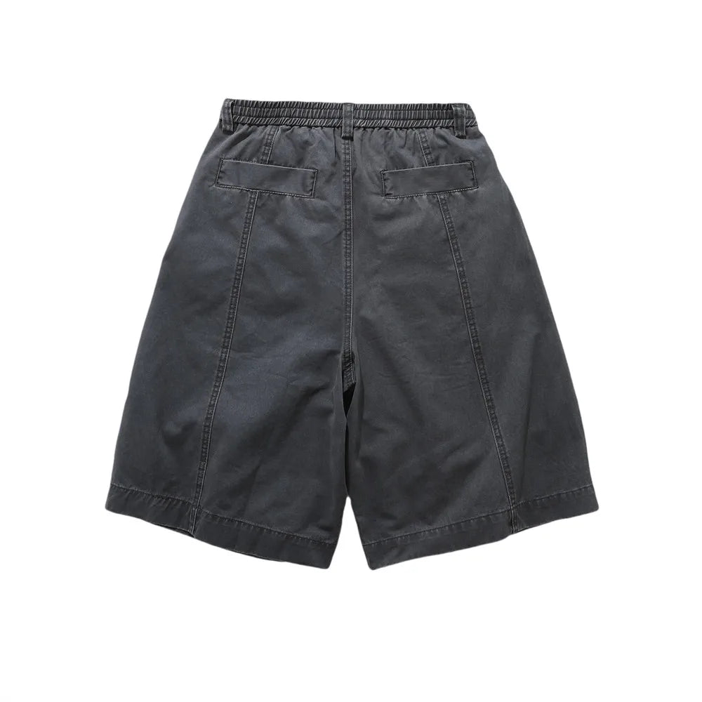 Relaxed Fit Pleated Knee Drawstring Shorts