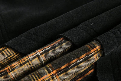 Retro Plaid-Layered Distressed Sweatshirt