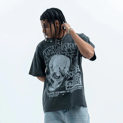 Retro Skulls Washed Graphic T-Shirt