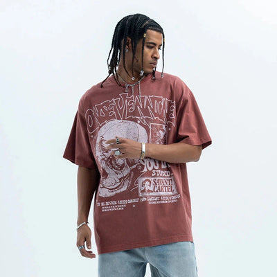 Retro Skulls Washed Graphic T-Shirt