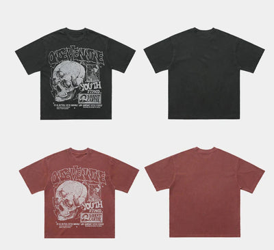Retro Skulls Washed Graphic T-Shirt
