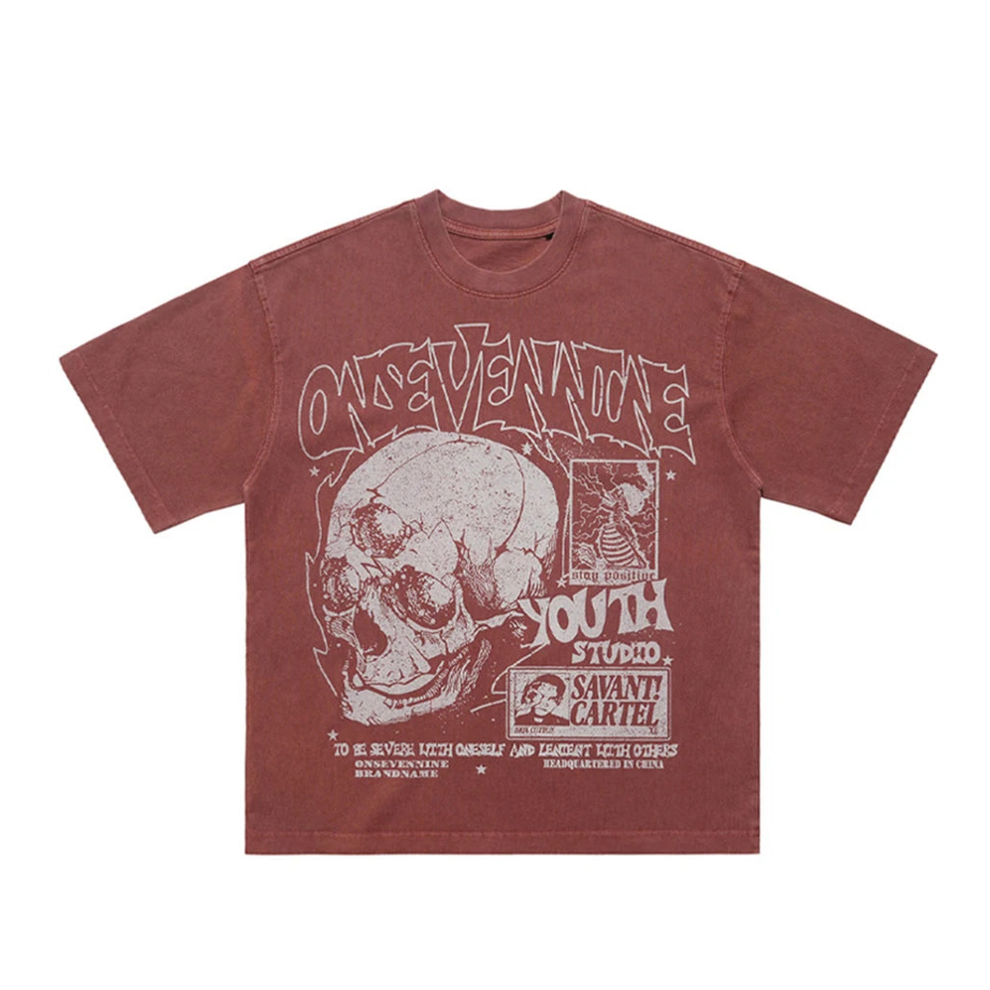 Retro Skulls Washed Graphic T-Shirt