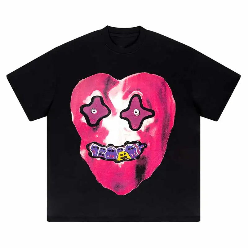 'Nightmare Heart' Acid Washed Graphic Print T-Shirt