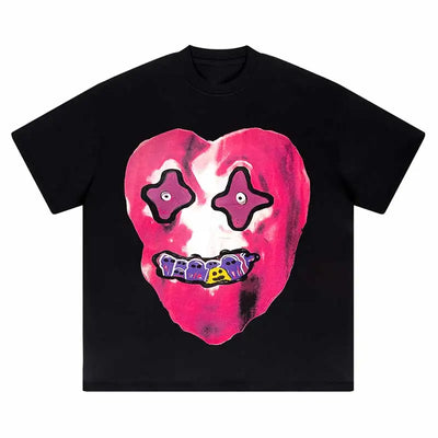 'Nightmare Heart' Acid Washed Graphic Print T-Shirt