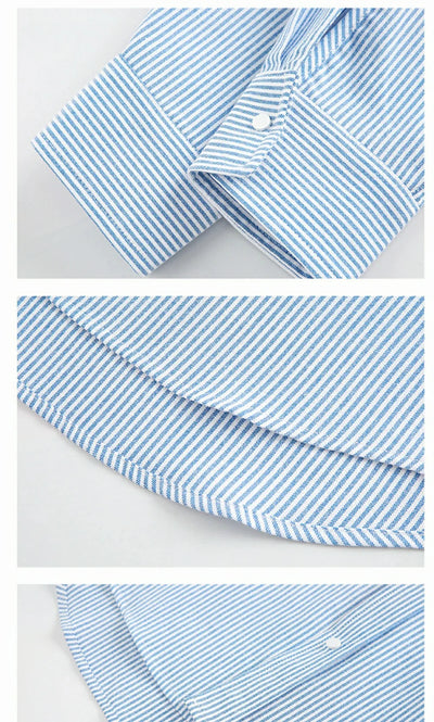 Smiley Face Embroidered Stripe Shirt