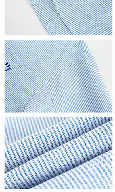 Smiley Face Embroidered Stripe Shirt