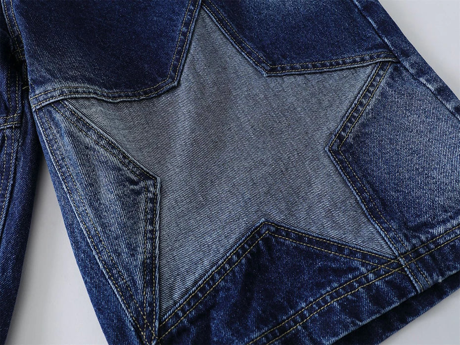 Star Patch Long Length Jorts