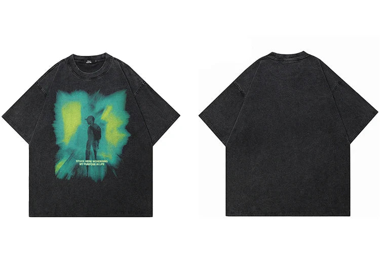 'Stuck Here' Acid Washed T-Shirt