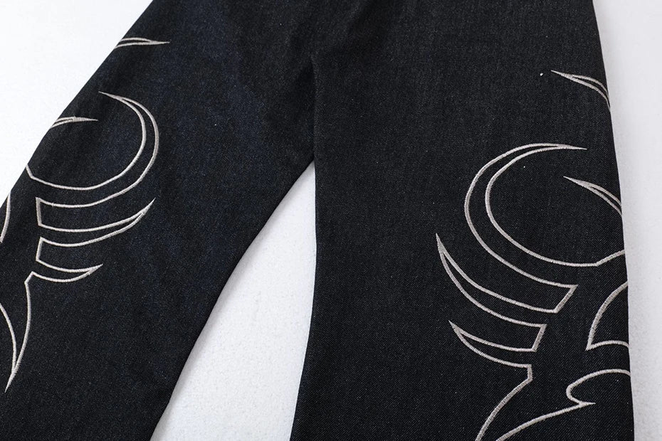 Tribal Blade Embroidered Baggy Jean