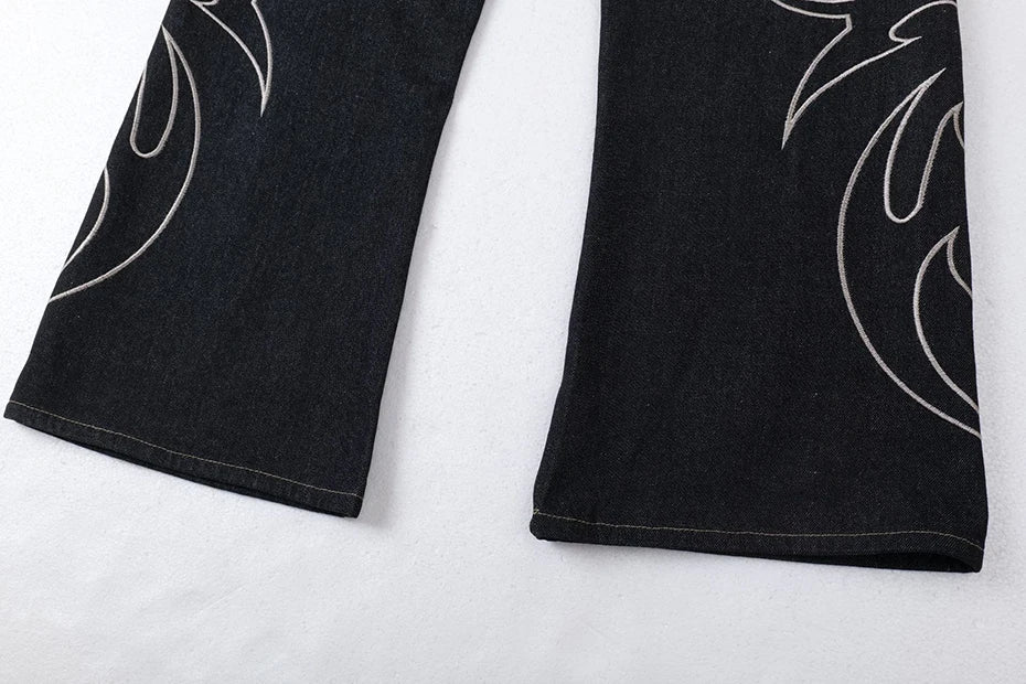 Tribal Blade Embroidered Baggy Jean