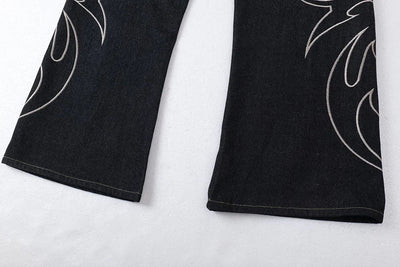 Tribal Blade Embroidered Baggy Jean