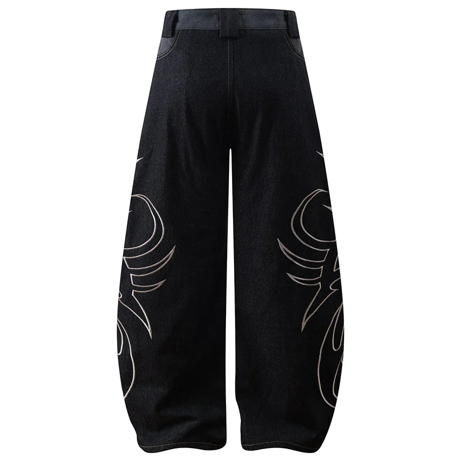 Tribal Blade Embroidered Baggy Jean