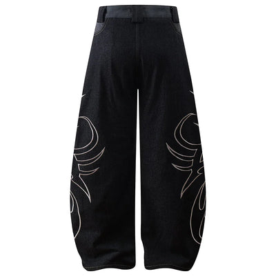 Tribal Blade Embroidered Baggy Jean