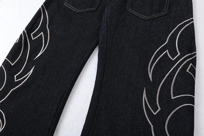 Tribal Blade Embroidered Baggy Jean