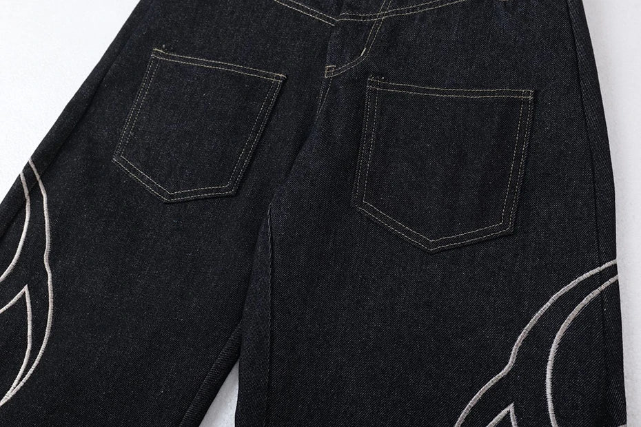 Tribal Blade Embroidered Baggy Jean