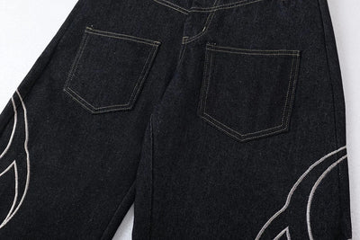 Tribal Blade Embroidered Baggy Jean