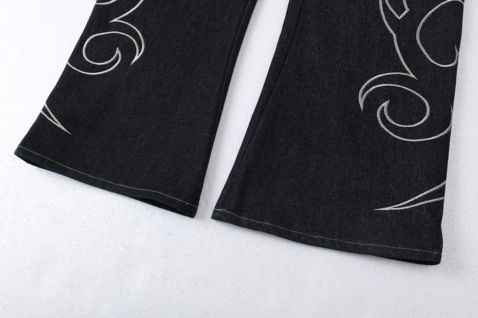 Tribal Blade Embroidered Baggy Jean