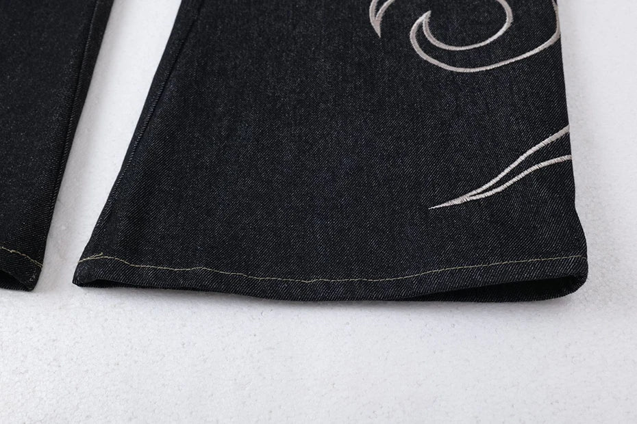 Tribal Blade Embroidered Baggy Jean
