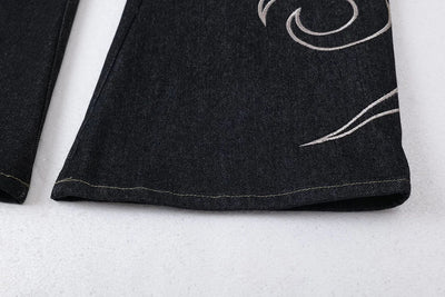 Tribal Blade Embroidered Baggy Jean