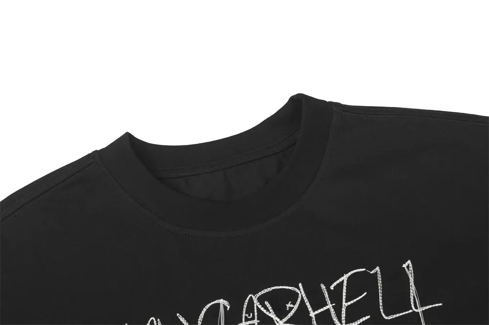 VANCARHELL 'Create Your Life' Embroidered Loose Thread T-Shirt