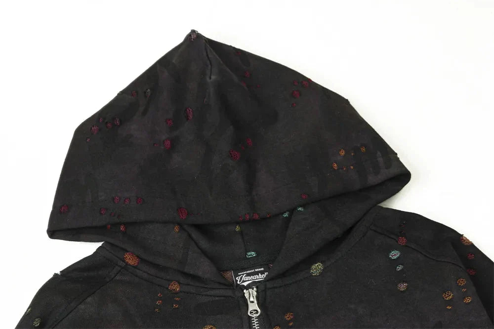 VANCARHELL Gradient Loopback Camo Zip-up Hoodie
