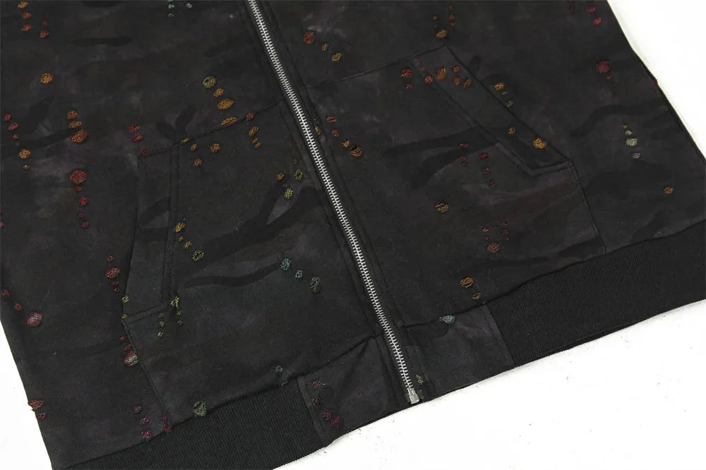 VANCARHELL Gradient Loopback Camo Zip-up Hoodie
