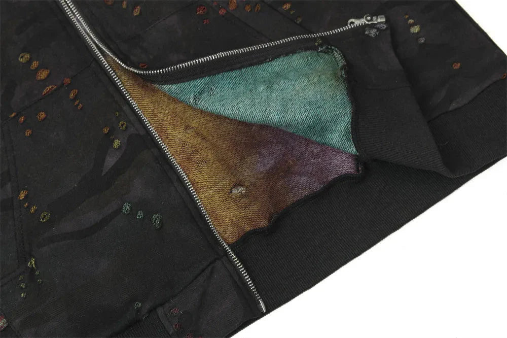 VANCARHELL Gradient Loopback Camo Zip-up Hoodie