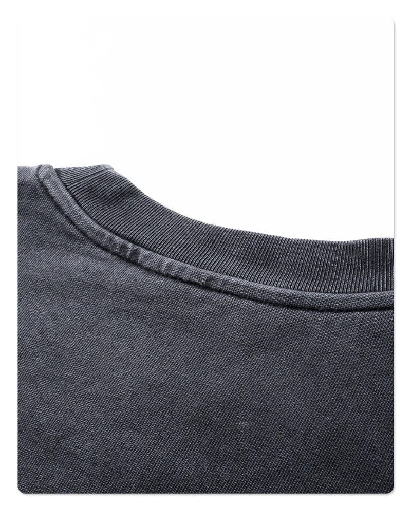 Washed Mock Double Layer Long Sleeve T-Shirt