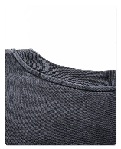Washed Mock Double Layer Long Sleeve T-Shirt