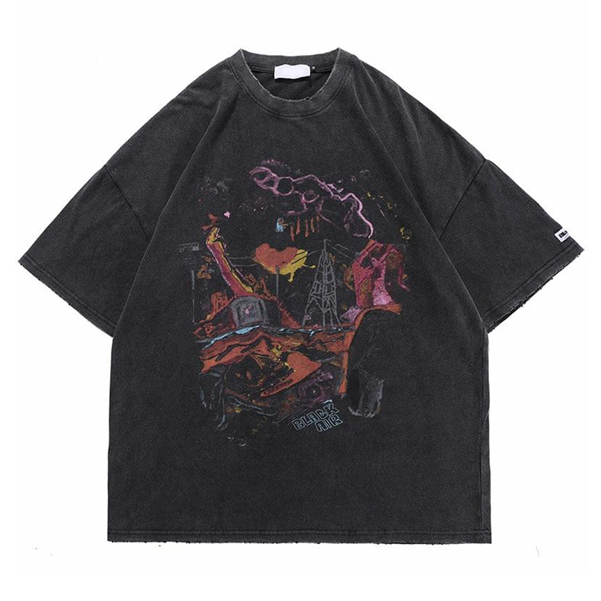 BLACK AIR 'Destruction' Washed Cotton Oversize T-Shirt