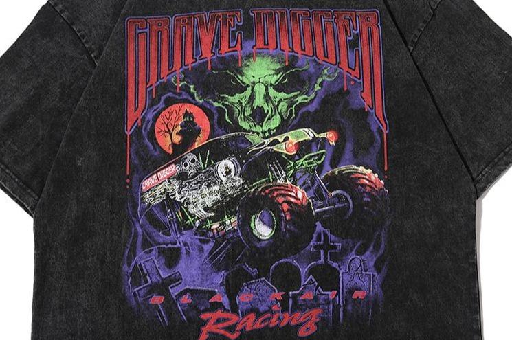 BLACK AIR 'Grave Digger' Washed Cotton Jersey Graphic T-Shirt