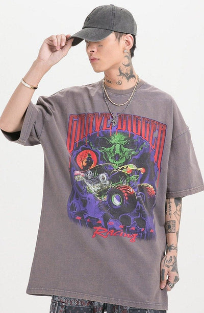 BLACK AIR 'Grave Digger' Washed Cotton Jersey Graphic T-Shirt