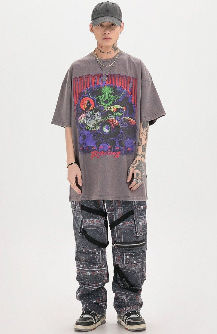 BLACK AIR 'Grave Digger' Washed Cotton Jersey Graphic T-Shirt