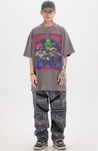 BLACK AIR 'Grave Digger' Washed Cotton Jersey Graphic T-Shirt