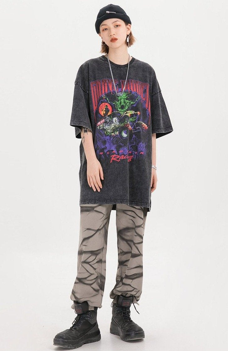 BLACK AIR 'Grave Digger' Washed Cotton Jersey Graphic T-Shirt